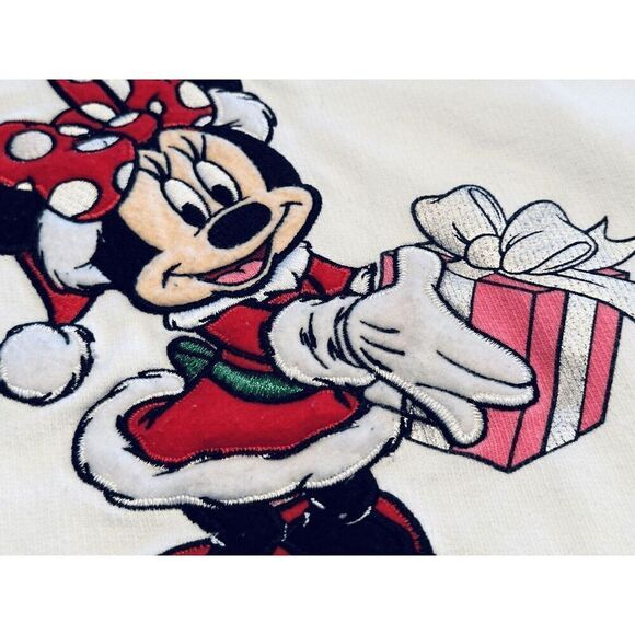Disney World Christmas Minnie Mouse Hoodie Sweater Large Girls Fast Ship EUC - Picture 4 of 11